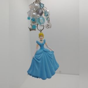 Cinderella Disney Purse Charm Backpack Keychain Handmade Animated OOAK Silver